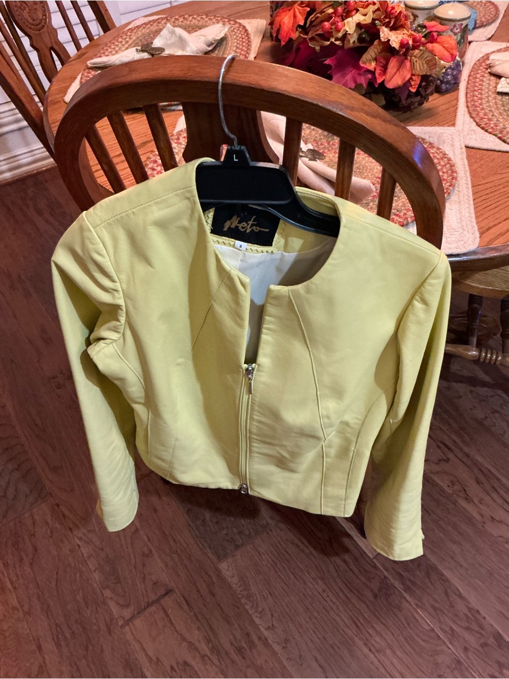 Yellow Leather Zip-Front Women’s Jacket
